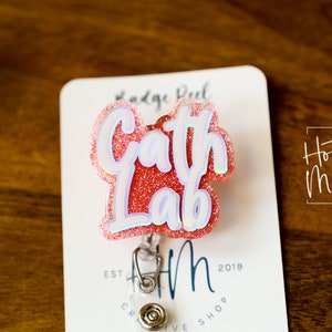 Cath Lab Badge Reel, Lab Tech Gift, cardiology, science badge reel, Retractable Badge Reel, Interchangeable Badge Holder