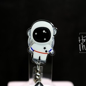 Astronaut Badge Reel, Personalized Space Badge ID, Science Retractable Lanyard, Teacher Badge, Scientist image 2