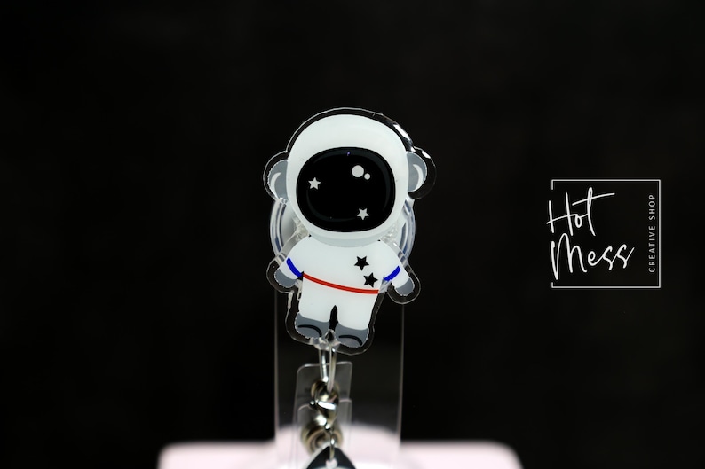 Astronaut Badge Reel, Personalized Space Badge ID, Science Retractable Lanyard, Teacher Badge, Scientist image 2