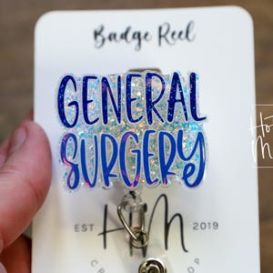 General Surgery Badge Reel, OR ID Holder, operating room, Retractable Badge Reel, Interchangeable Badge Holder, Surgeon gift