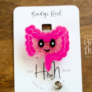 Intestines Badge Reel, GI id Holder, GI Nurse ID Holder, gastroenterology, gastro technician, gi appreciation gift