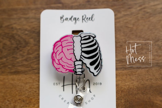Brain Rib Badge Reel, Internal Medicine Retractable ID, Lanyard
