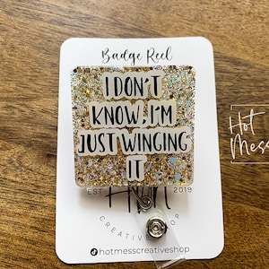 Ich weiß nicht! Ich bin nur Flügel Es Lustige Gold Glitter Badge Reel, RN ID Inhaber, Krankenschwester Geschenk, Nachtschicht, Sanitäter Geschenk, Büroangestellter