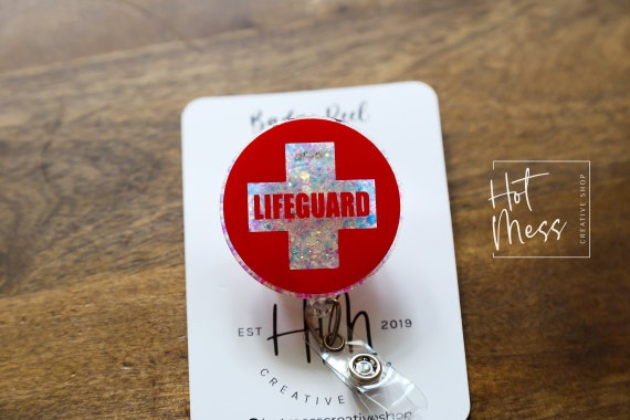 Lifeguard Badge Reel , Lifeguard Lanyard, Retractable Acrylic Badge Reel