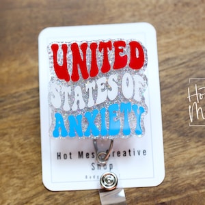 Bobine de badge USA 4 juillet, argent États-Unis d'anxiété, bobine de badge rétractable, support pour carte d'identité d'enseignant, bobine de badge d'infirmière
