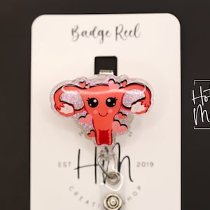 Love Uterus Badge Reel, Retractable Badge Reel, Interchangeable Badge Reel,