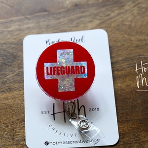 Lifeguard Badge Reel , Lifeguard Lanyard, Retractable Acrylic Badge Reel
