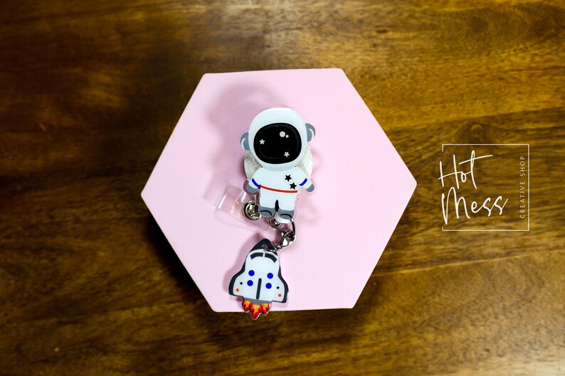 Astronaut Badge Reel, Personalized Space Badge ID, Science Retractable Lanyard, Teacher Badge, Scientist image 7
