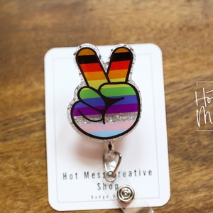 Bobine de badge Peace PRIDE, bobine de badge Gay Pride, bobine de badge rétractable LGBT Pride, porte-carte d'identité