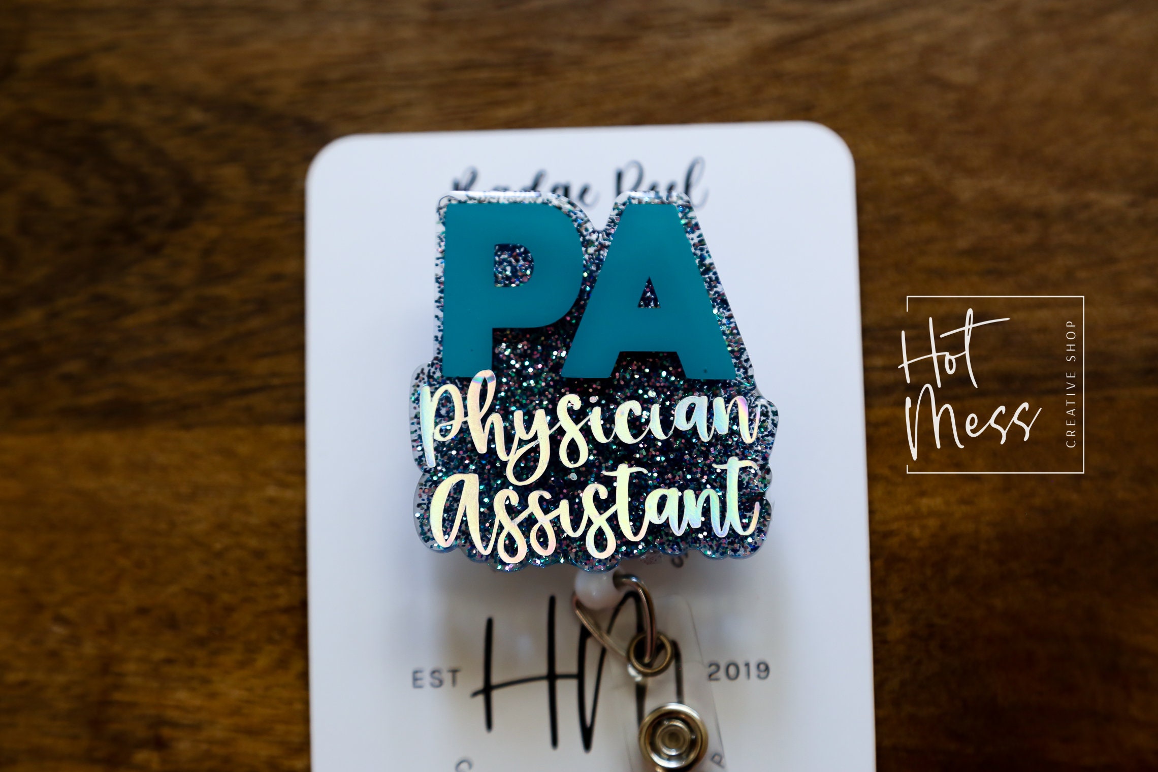 Physician Assistant Glitter Badge reel, badge id, Retractable ID, Lanyard Badge Holder, Nurse Gift, PA ID Holder