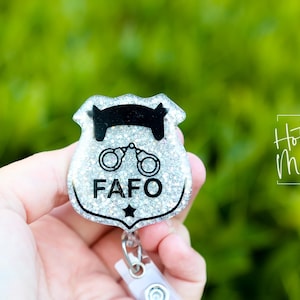 FAFO Corrections Badge Reel, corrections officer ID Holder, Retractable Acrylic Badge Reel, corrections badge, Police Badge Reel Pin