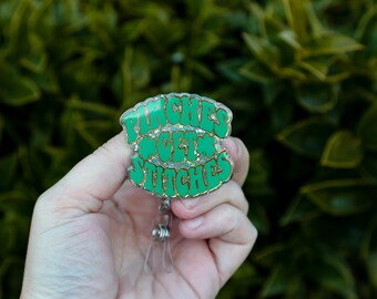 St. Patrick's day Badge Reel, Pinches Get Stitches, Nurse Badge Reel, Retractable ID Holder, Interchangeable, Glitter Badge Reel