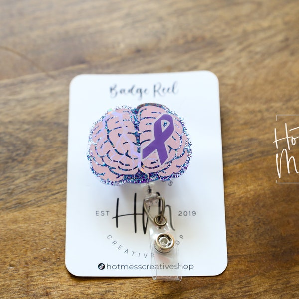 Bobina per badge per la consapevolezza dell'epilessia, ID badge neurologico, ID retrattile, bobina per badge porta badge per cordino, spilla da guerriero dell'epilessia