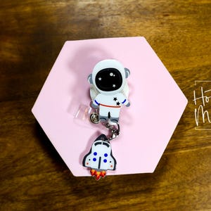 Astronaut Badge Reel, Personalized Space Badge ID, Science Retractable Lanyard, Teacher Badge, Scientist image 5