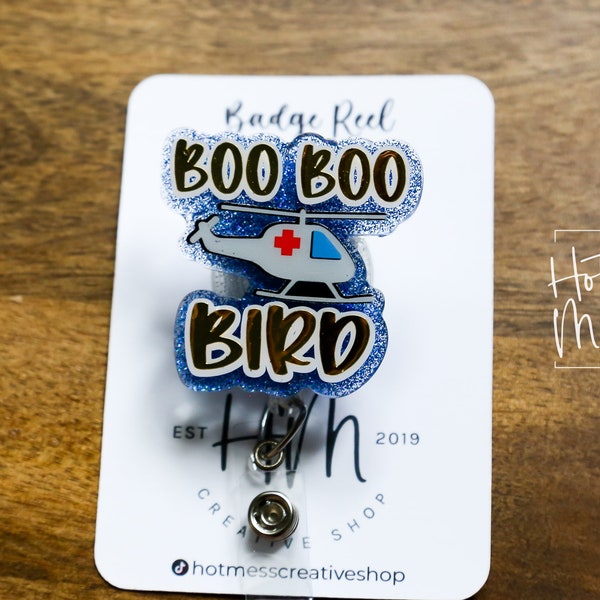 Boo Boo Bird Badge Reel, Medische Helikopter Badge Reel, vluchtmedicus Grappige intrekbare Badge Reel, vluchtverpleegkundige Verwisselbare Badge Reel