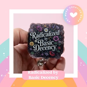 Zradykalizowany przez podstawową przyzwoitość, rolka z identyfikatorem, rolka z identyfikatorem feministycznym, wymienny uchwyt na identyfikator