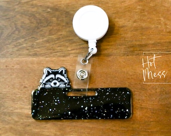 Wasbeer glitterbadgetopper, badgeaccessoires. Verpleegkundige ID-accessoire, Badge Buddy-topper