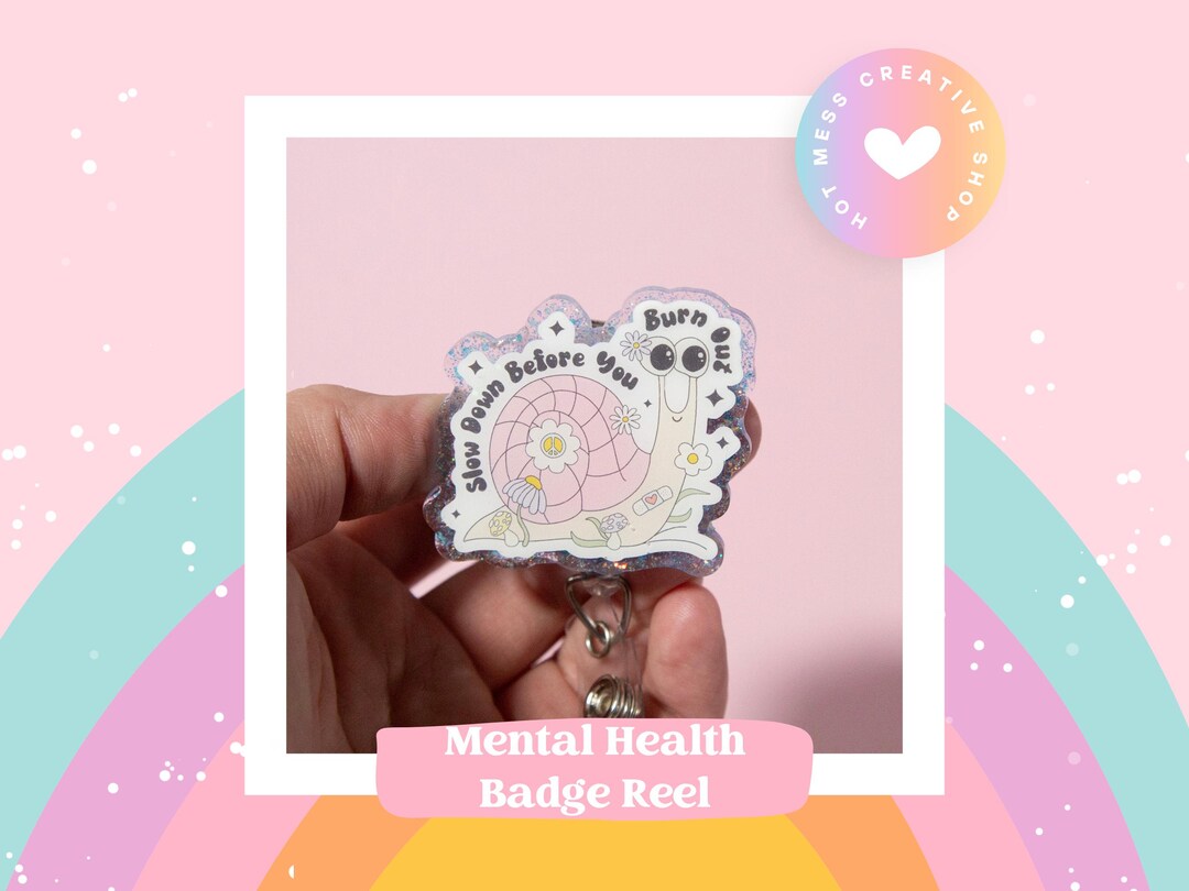 Slow Down Before You Burn Out Badge Reel, Retractable Acrylic Badge ...
