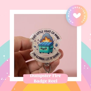 Dieses kleine Licht von mir Lustige Abzeichen Reel, einziehbare Badge Reel, austauschbare Badge Reel, Stocking Stuffer, Dumpster Fire