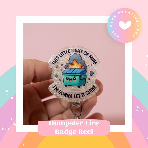 This Little light of mine Funny Badge Reel, Retractable Badge Reel, Interchangeable Badge Reel, Stocking Stuffer, Dumpster Fire