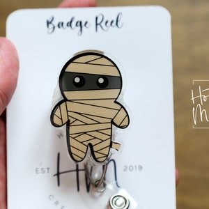 Mummy Badge Reel, Halloween Badge Reel,  Halloween ID Holder, Interchangeable badge reel, Fall Badge Reel