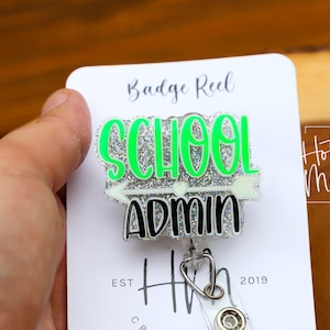 School Admin Badge Reel,  Back to school ID Holder, Interchangeable Badge Reel, School administrator