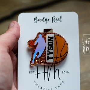 Personalized Basketball Player Badge Reel, Basketball Coach Badge Reel, Sports coach badge reel, sports badge reel