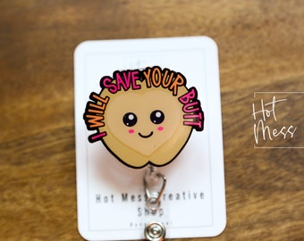 Porta badge I'll Save your butt, porta badge per infermiere per la cura delle ferite, porta badge per infermiere, porta badge in acrilico retrattile, regalo per infermiere, Boo Boo Crew