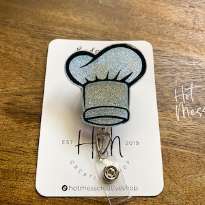 Porta badge per cappello da cuoco, porta badge per cappello da cuoco, porta badge retrattile in acrilico, porta badge per ristorante, porta badge per catering