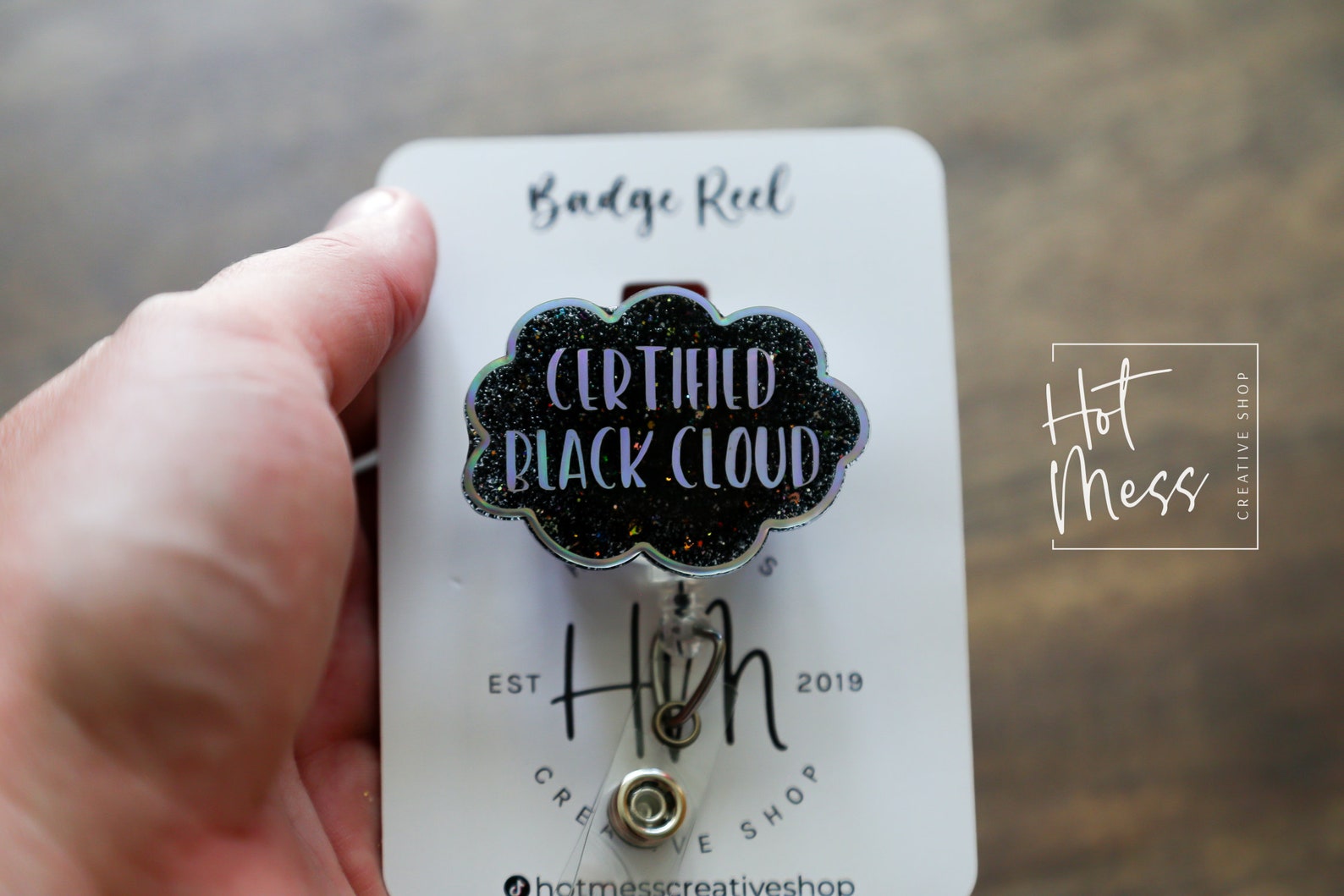 Certified Black Cloud Funny Nurse Badge Reel Night Shift Etsy