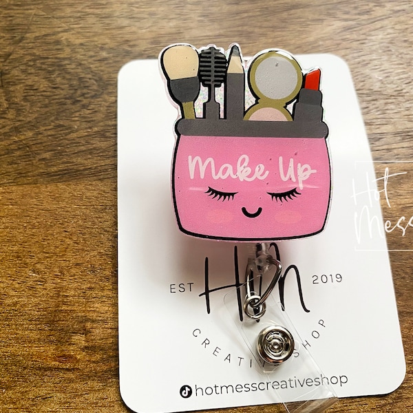 Carrete de credencial de maquillaje, carrete de credencial de maquillador, carrete de credencial retráctil, carrete de credencial intercambiable, regalo para maquilladores