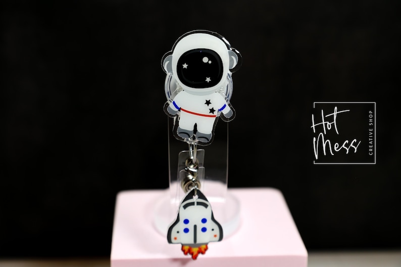 Astronaut Badge Reel, Personalized Space Badge ID, Science Retractable Lanyard, Teacher Badge, Scientist image 8