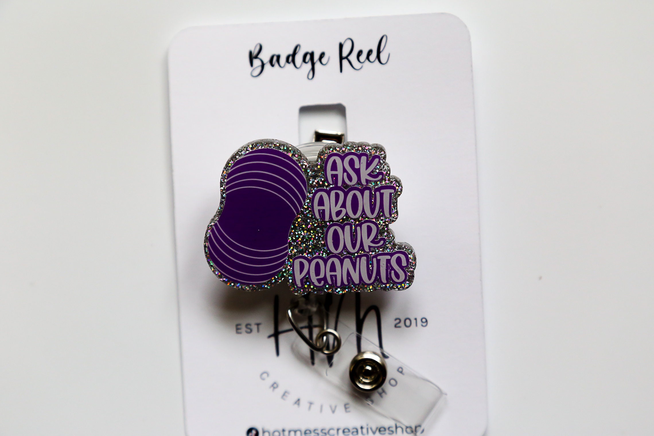 Ask Me About Our Peanuts ID Holder, Nurse ID Holder, Funny Badge