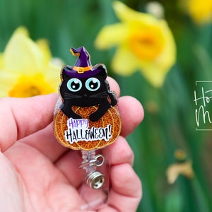 Happy Halloween Katze Ausweishalter, Halloween Badge Reel, Halloween ID Inhaber, austauschbare Ausweishalter