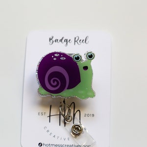 Bobine de badge escargot, bobine de badge interchangeable, jolie bobine de badge, porte-badge d'enseignant, bobine de badge animal, porte-badge d'infirmière
