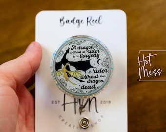 Dragon Rider Badge Reel, Book Nerd Badge Reel, Retractable Badge Reel, Interchangeable Badge Reel, Book Lovers, Booktok, 4th wing
