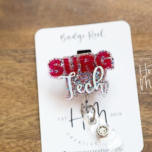 Surg Tech Badge Reel, Chirurgen Tech ID Halter, Opal, Retractable Badge Reel, Austauschbarer Badge Halter, chirurgische Technik Geschenk