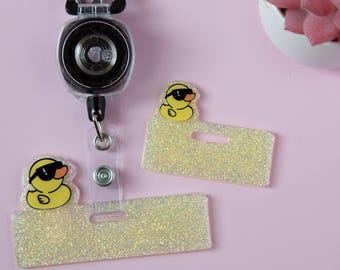 クールなダックグリッターバッジトッパー、バッジアクセサリー。ナースIDアクセサリー、バッジフレア