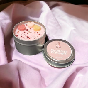 Strawberry Champagne Candle - 4oz Valentine's Day Candle - Strawberrry Scented - Valentine's Gifts