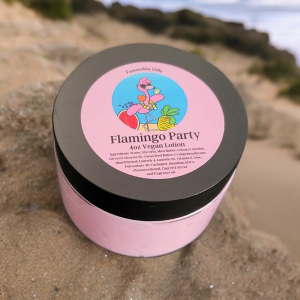 Flamingo Party 4oz Lotion - Vegan Lotion - Handmade Lotion - Fruit Scented Lotion- Lotion For Dry Skin - Self Care Gifts