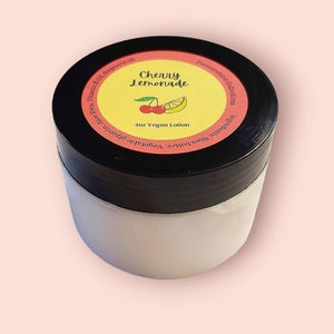 Cherry Lemonade Vegan Lotion 4oz - Lemon Scented Vegan Lotion- Lotion For Dry Skin - Cherry Scented - Fruity Lotion