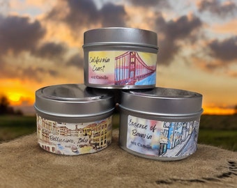 Travel Candles - 3 Candle Set - Gifts for Traveler - Travel Lover Gift - Candle Gift Set - Candle Lover Gift - California, Germany, Nordic
