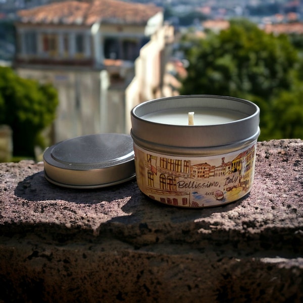 Bellissimo Italy Candle - Citrus and Green - Italy Gifts - Travel Candles - Places Around the World - Travel Lover - Travel Scents