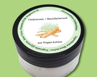 Oakmoss Sandalwood Lotion: Handmade Vegan Moisturizer (2oz)