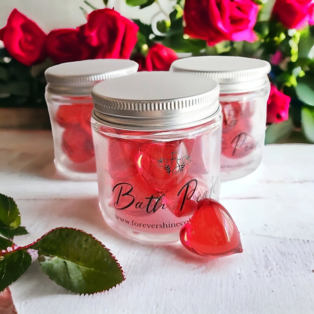Rose Bath Pearls - Moisturizing Bath Beads - Heart Shaped Gifts - Rose ...