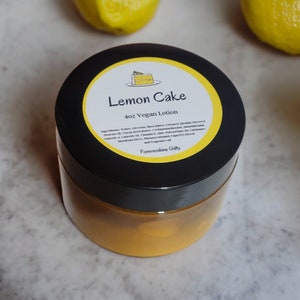 Lemon Cake Vegan Lotion 4oz - Lemon Scented Vegan Lotion- Lotion For Dry Skin - Citrus Lover - Fruity Lotion