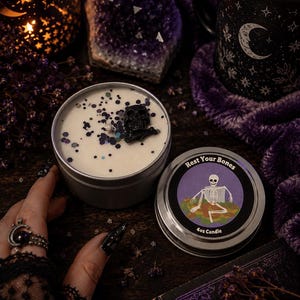 Rest Your Bones - Toasted Marshmallow Skeleton Candle - Spooky 4oz Candle