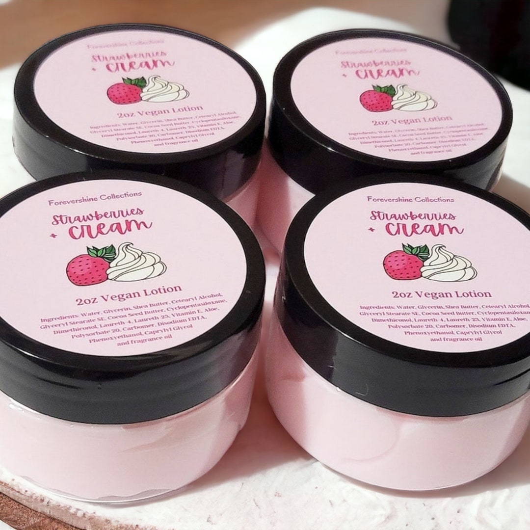 Strawberries and Cream 2oz Vegan Lotion Mini Lotion Travel Lotion