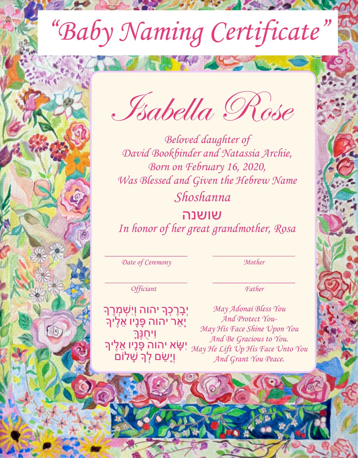 Baby Naming Gift Brit Milah Certificate Custom Baby Boy or | Etsy