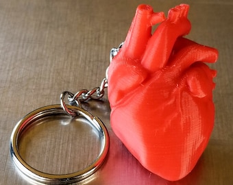 Llavero con forma de corazón anatómico • Accesorio gótico • Impreso en 3D